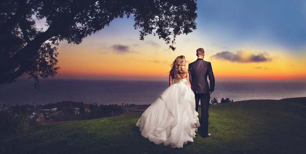 southern california bride groom at sunset